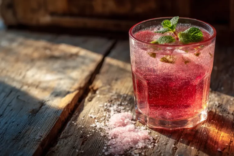 Apple Cider Vinegar and Pink Salt Detox Drink on rustic wood table