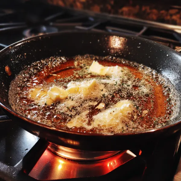 Butter and oil melting in a warm skillet