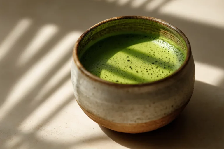 matcha antioxidants served in a ceramic bowl with foam