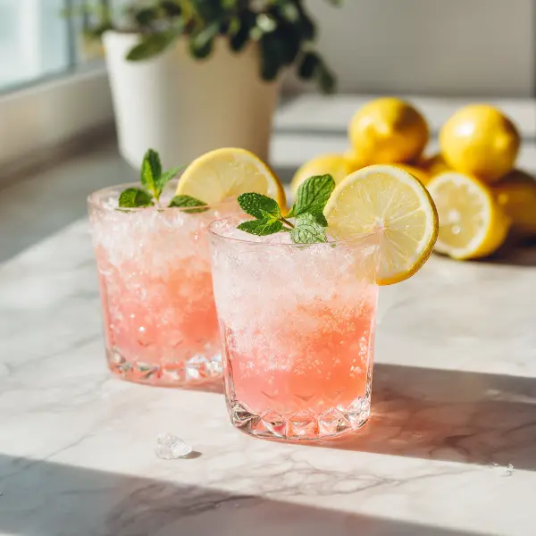 Two glasses with lemon wedges and mint, Pink Salt Recipe for Weight Loss