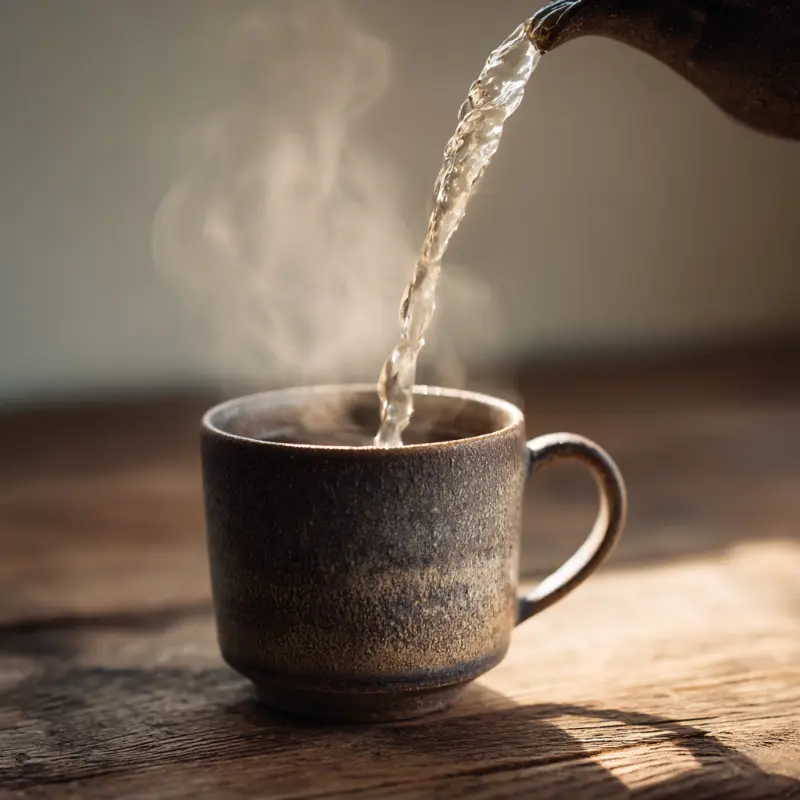 Step 1 – Pour warm filtered water into the mug