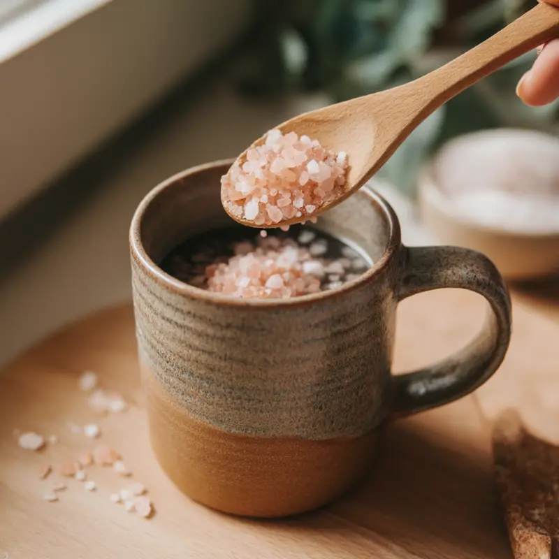 Step 2 – Add Himalayan pink salt to the water