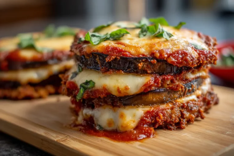 eggplant parmesan recipe baked not fried served hot from the oven