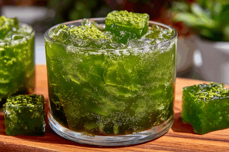 dr mark hyman gelatin trick green tea gelatin cubes in glass cup