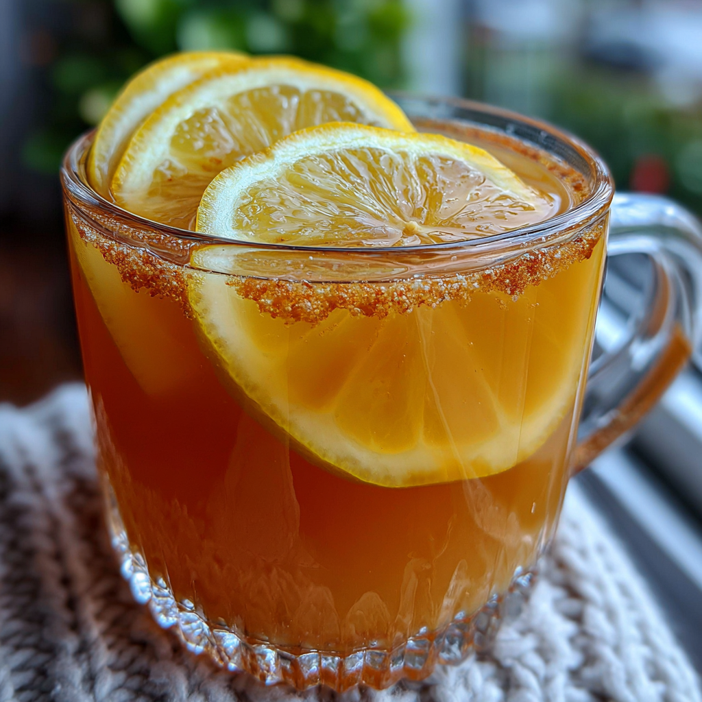 Woman holding a clear glass of golden gelatin drink after cooling for the gelatin trick recipe for weight loss