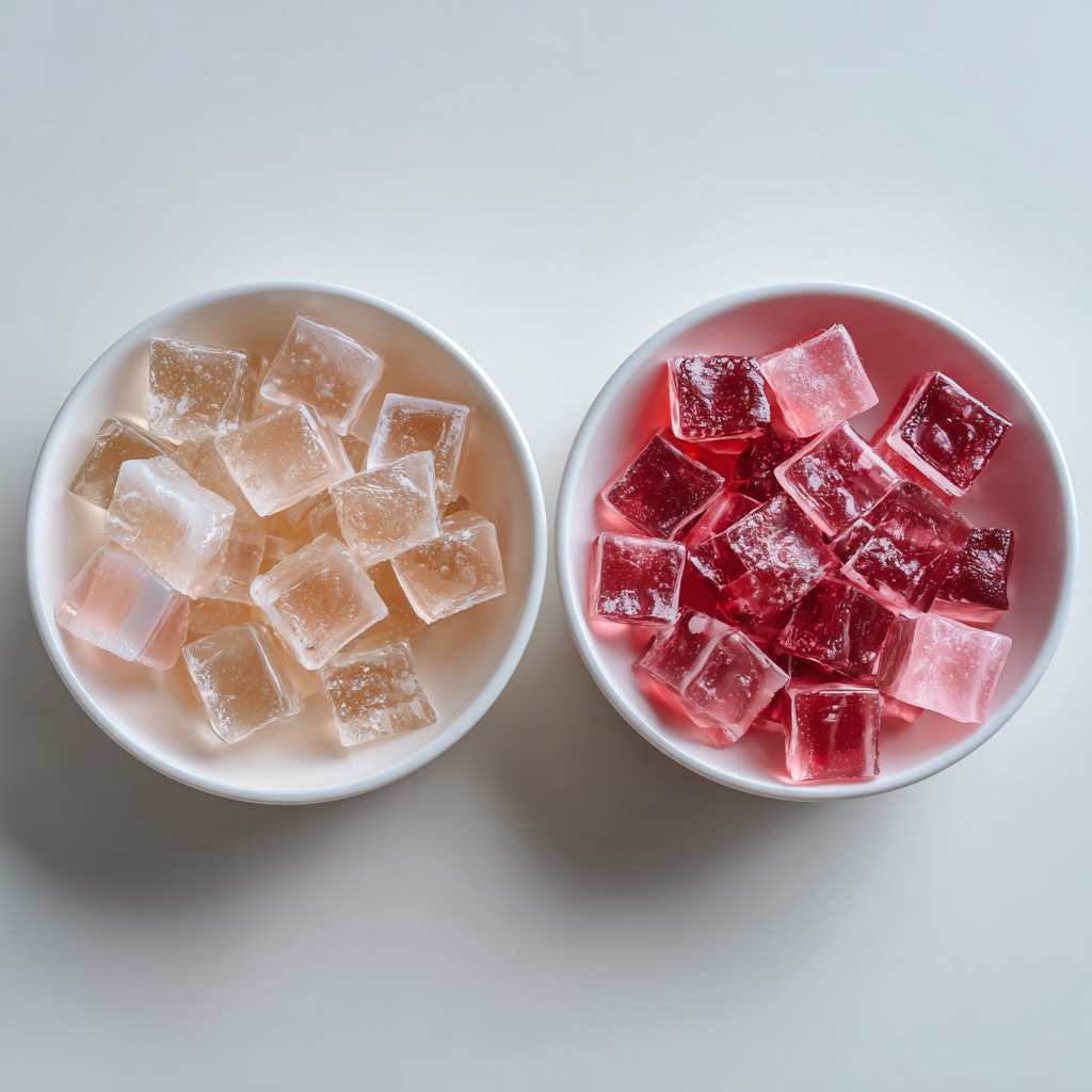 comparison between regular gelatin trick and pink salt gelatin trick