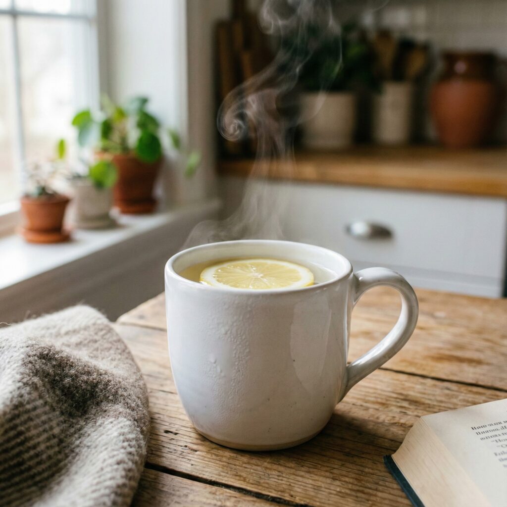 warm lemon water in the morning