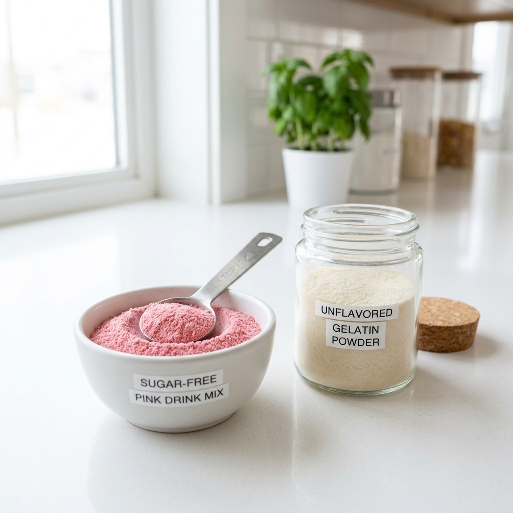 sugar free pink gelatin ingredients with gelatin powder and low calorie mix